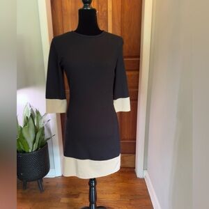 SHEIN Black and Beige Sheath Dress with Cuffed 3/4 Sleeves